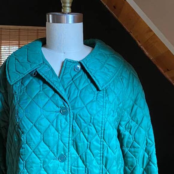 Vintage Quilted Puffer Coat Green - Picture 2 of 6